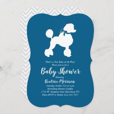 Poodle Dog Baby Shower French Blue for Boy