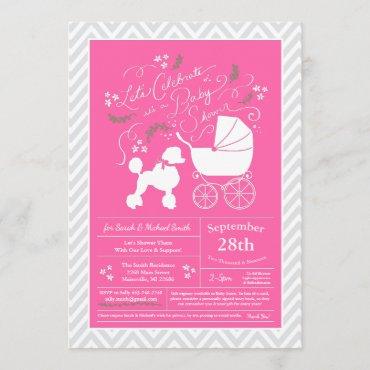 Poodle Dog Baby Shower French Puppy Pink Girl