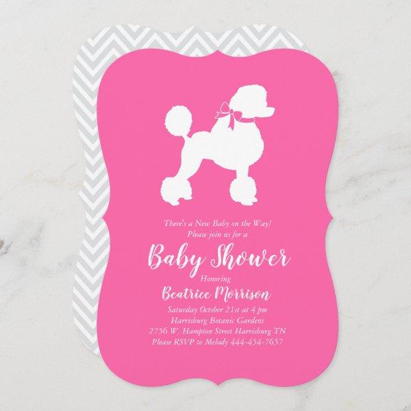 Poodle Dog Baby Shower French Puppy Pink Girl