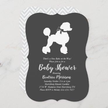 Poodle Dog Baby Shower Gender Neutral Grey