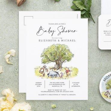 Pooh and Pals Watercolor Baby Shower  Postcard