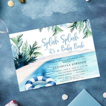 Pool party baby shower blue It's a Boy