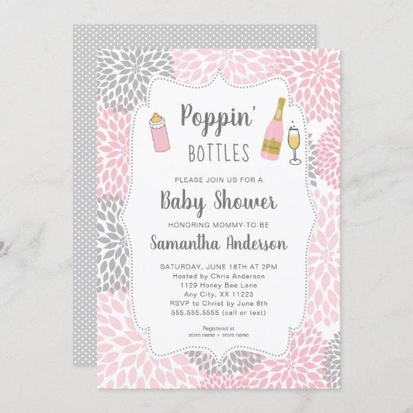Poppin' Bottles Pink Gray Floral
