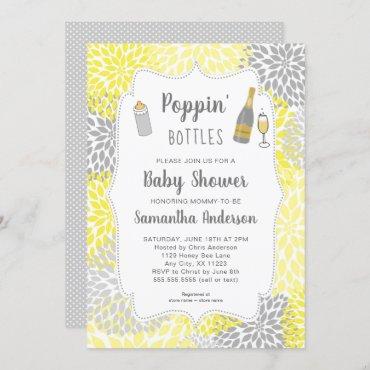 Poppin' Bottles Yellow Gray Floral