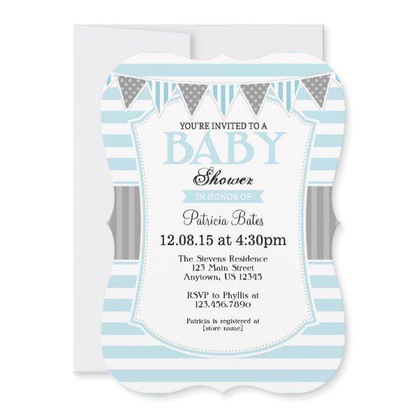 Powder Blue Gray Stripes