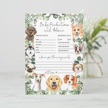Predictions & Advice Dogs Baby Shower Game Card