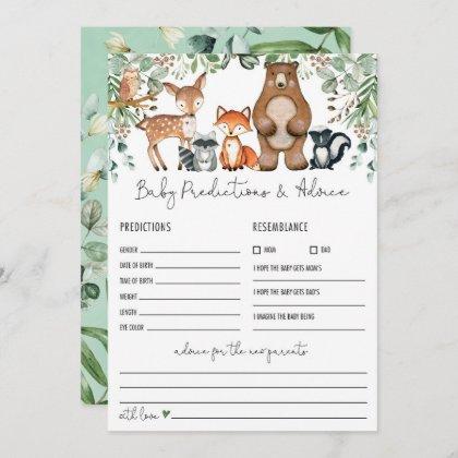 Predictions & Advice Woodland Baby Shower Game Invitation