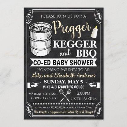 Pregger Kegger and BBQ Baby Shower Invitation