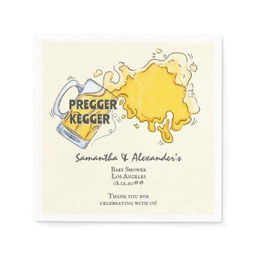 Pregger Kegger Watercolor Beer Co-ED Baby Shower Napkins