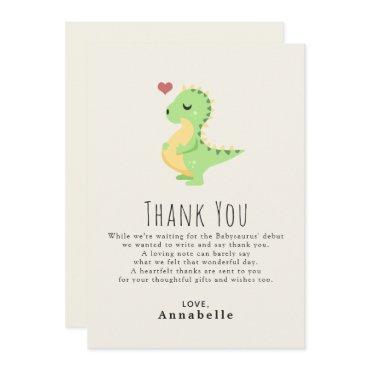 Preggosaurus Cute Dinosaur Baby Shower Thank You Card