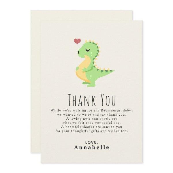 Preggosaurus Cute Dinosaur Baby Shower Thank You Card