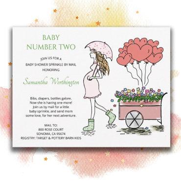 Pregnant Mom 2nd Baby Sprinkle Shower By Mail  Postcard