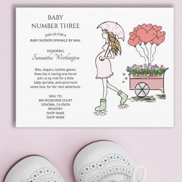 Pregnant Mom 3rd Baby Sprinkle Shower By Mail  Postcard