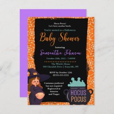 Pregnant Witch Halloween Baby Shower Costume Party  Postcard
