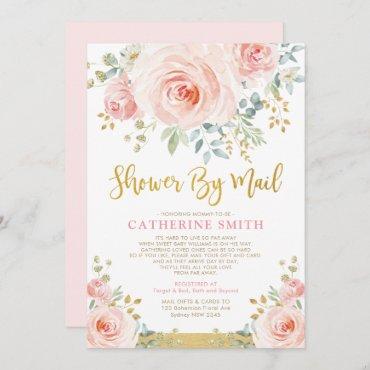 Pretty Blush Pink Floral Girl Baby Shower By Mail