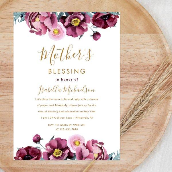 Pretty Burgundy Christian Mother's Blessing Party