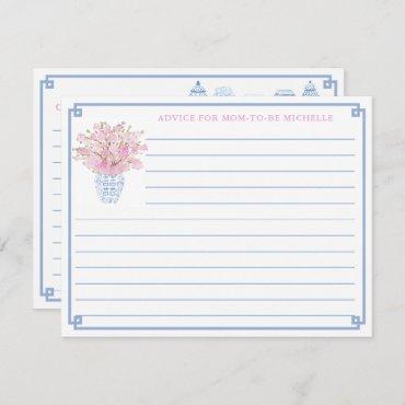 Pretty Pink & Blue Baby Shower Advice For Mom Card