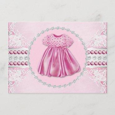 Pretty Pink Diamonds and Pearls Baby Shower Invitation