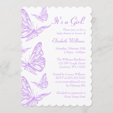 Pretty Purple Butterfly Baby Shower Invitation