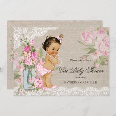 Pretty Shabby Chic Lace Floral Baby Shower Invitation