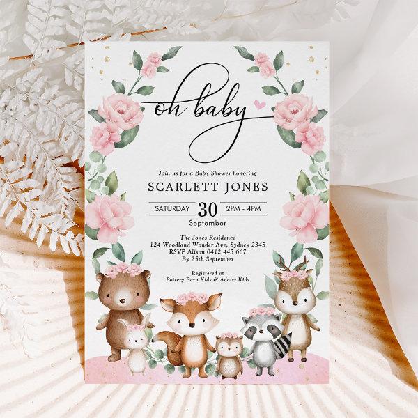 Pretty Woodland Greenery Pink Floral