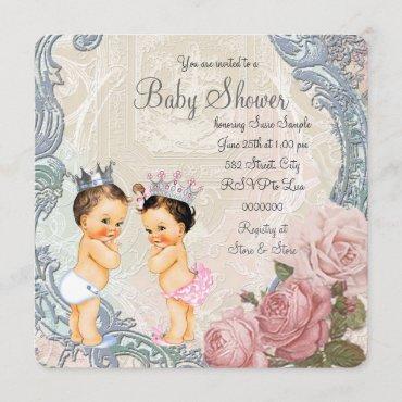 Prince and Princess Twin Baby Shower Invitation