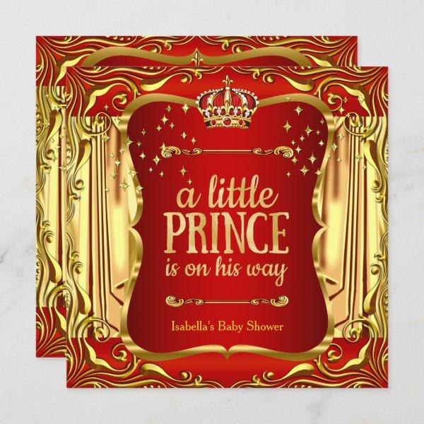 Prince Baby Shower Red Gold Boy