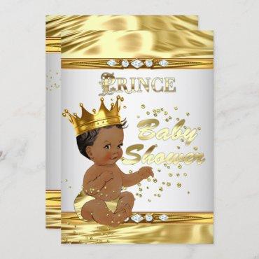 Prince Baby Shower White Gold Foil Ethnic