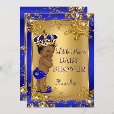 Prince Boy Baby Shower Gold Blue African American