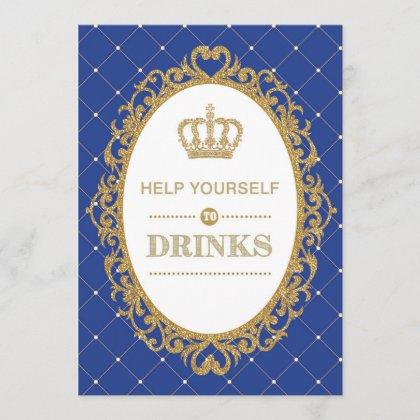 Prince Drinks Sign Royal Gold Baby Shower Decor Invitation