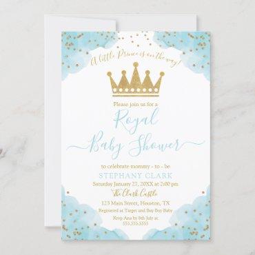 Prince Royal Baby Shower watercolor Invitation