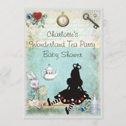 Princess Alice in Wonderland Tea Party Baby Shower Invitation