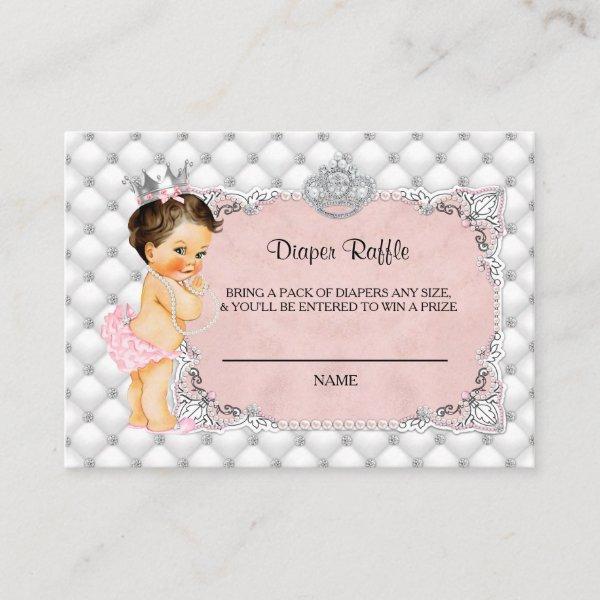 Princess Baby Diamonds Pearls Diaper Raffle Ticket Enclosure Card