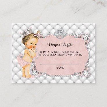 Princess Baby Diamonds Pearls Diaper Raffle Ticket Enclosure Card