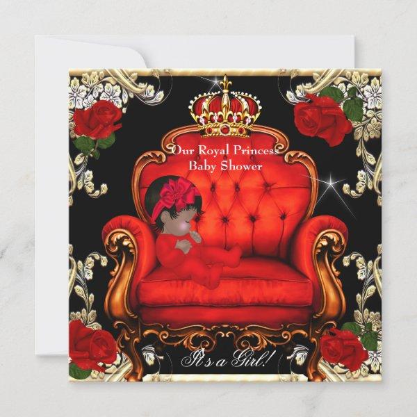 Princess Baby Shower Girl Gold Red Rose Chair 3