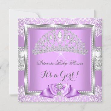 Princess Baby Shower Girl Lavender Silver Lace