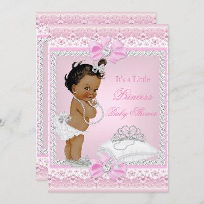 Princess Baby Shower Girl Pink Tiara Heart Ethnic