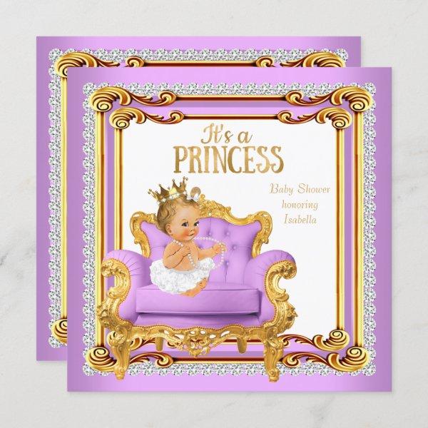 Princess Baby Shower Lilac Pink Gold Chair Blonde
