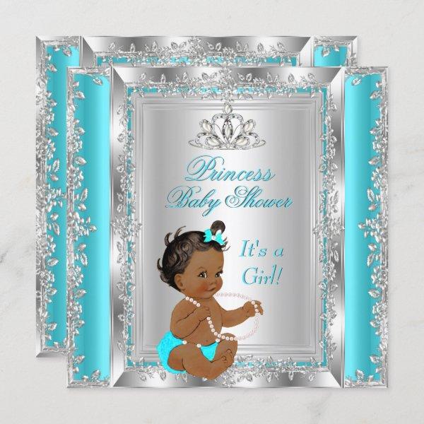 Princess Baby Shower Party Teal Silver Ethnic