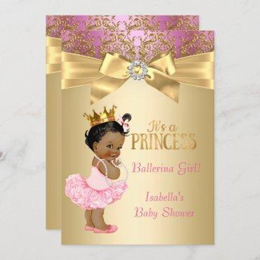 Princess Baby Shower Pink Gold Ballerina Ethnic