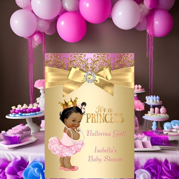Princess Baby Shower Pink Gold Ballerina Ethnic