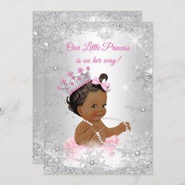 Princess Baby Shower Pink Silver Winter Ethnic