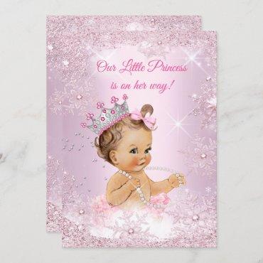 Princess Baby Shower Pink Snowflake Winter Invitation