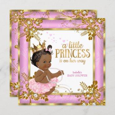 Princess Baby Shower Pink Tutu Floral Ethnic Invitation