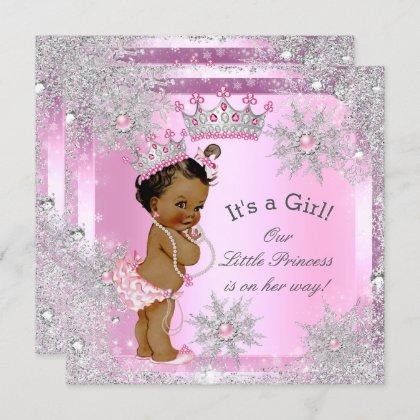 Princess Baby Shower Pink Winter Wonderland Ethnic Invitation