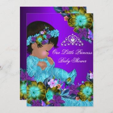 Princess Baby Shower Teal Blue Purple Girl Invite