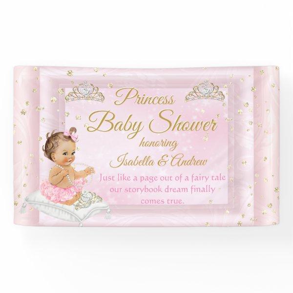 Princess Baby Shower Tiara Pink Banner