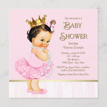 Princess Ballerina Tutu Pink Gold Baby Shower Invitation