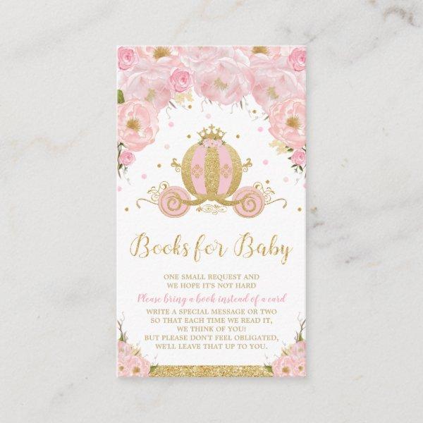 Princess Carriage Floral Baby Shower Bring a Book Enclosure Card