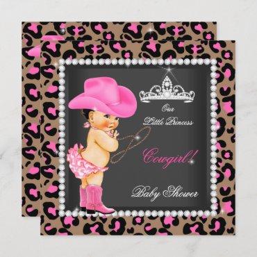 Princess Cowgirl Baby Shower Pink Brown Brunette